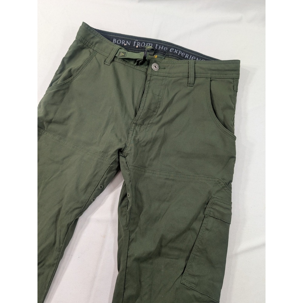 Prana Zion Pants Men 30x32 Green Stretch Cargo Belt Hiking Outdoor Straight Fit